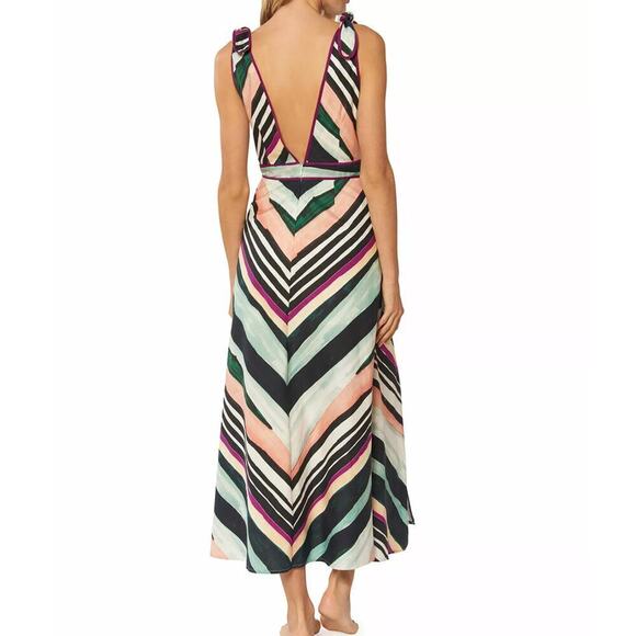 Red Carter Kinsley Striped Sleeveless A-Line Midi Cabana Dress Sz Small - Picture 2 of 6